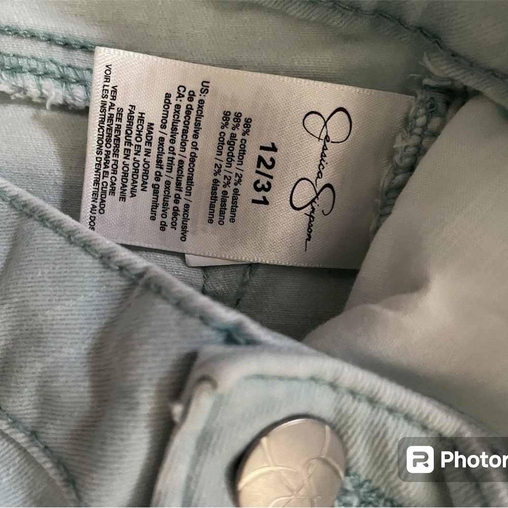 Jessica Simpson Rolled Crop Skinny Jeans Sky Blue - Size 12/31 - Picture 8 of 11